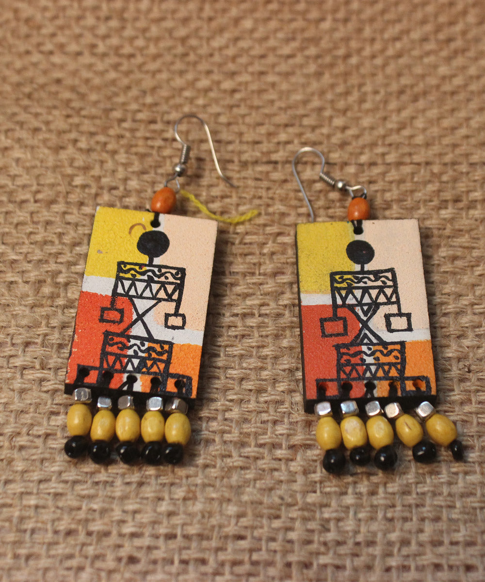 Multicolor hand painted warli art earring and necklace set