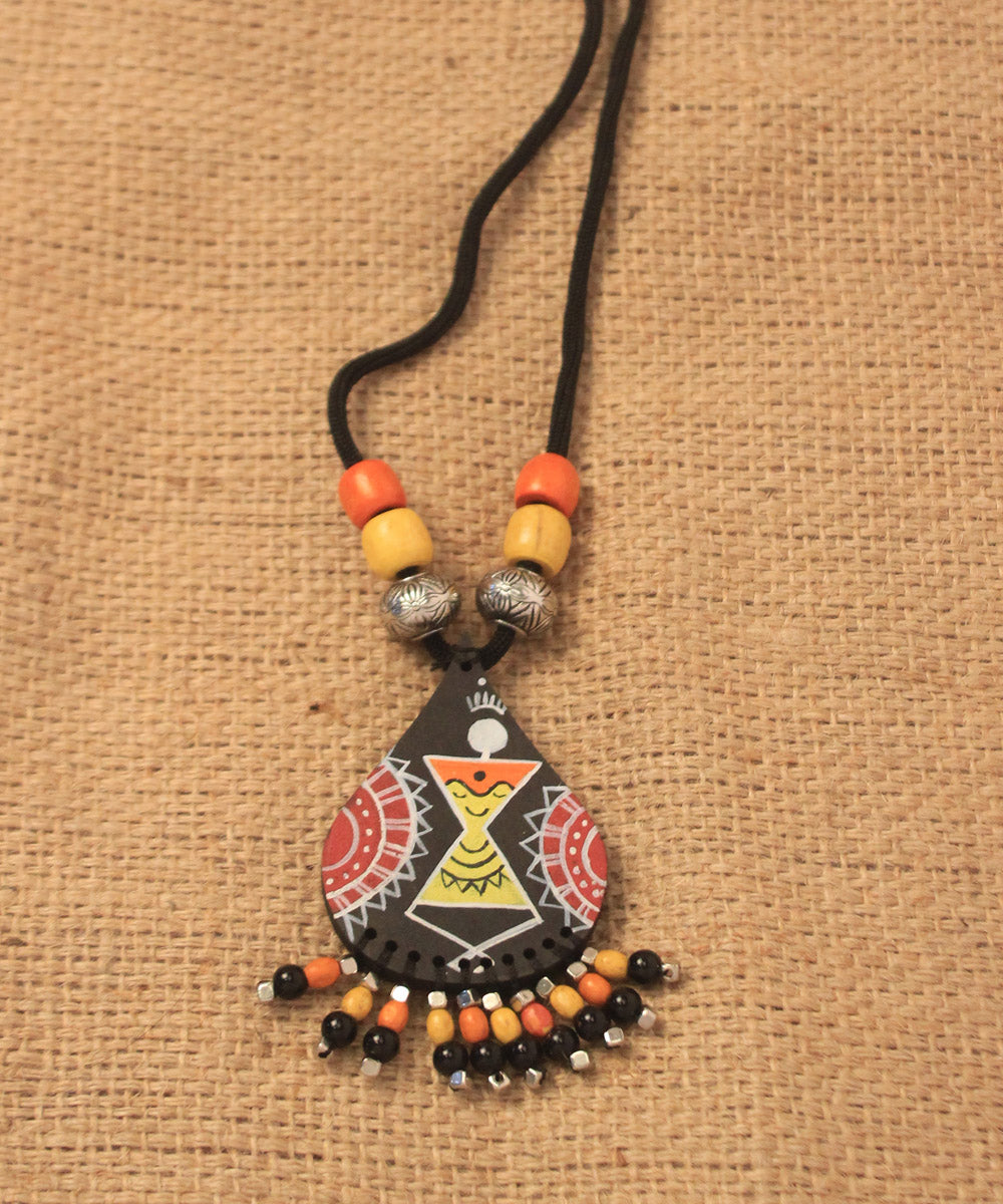 Multi color hand painted warli art earring and necklace set