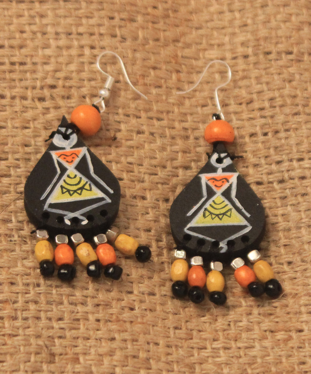 Multi color hand painted warli art earring and necklace set