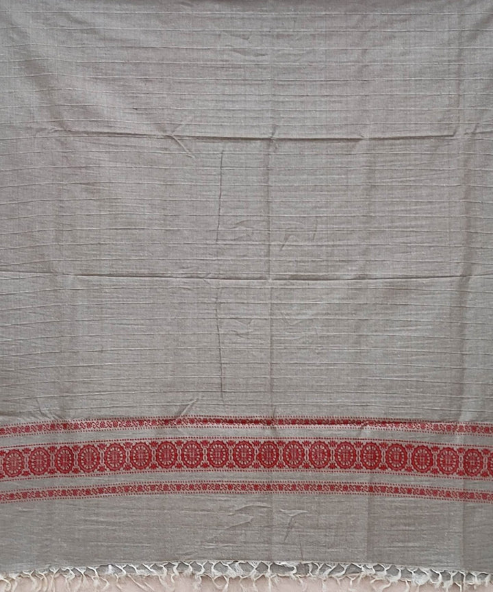 Grey orange handwoven odisha ikat tussar silk dupatta