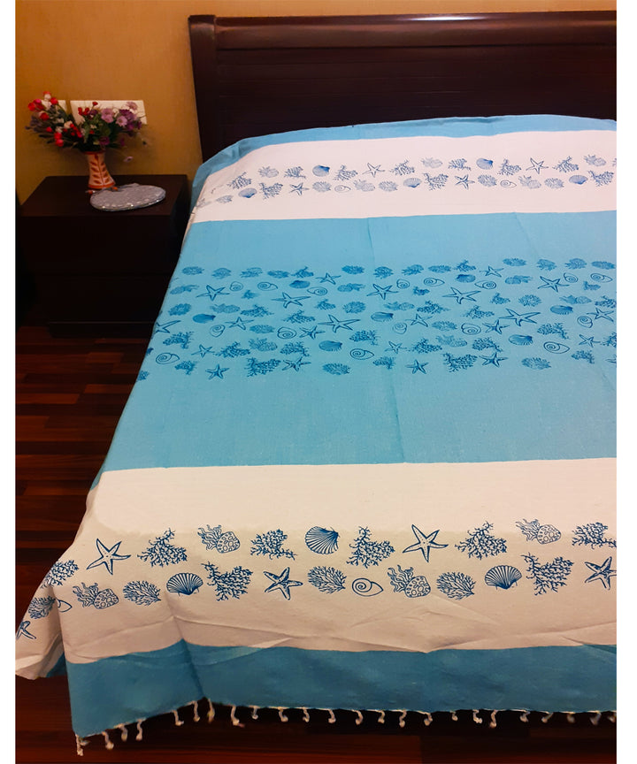 Turquoise blue handloom bedcover (Single Bed)