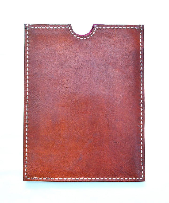 Brown white block print cotton ipad sleeve