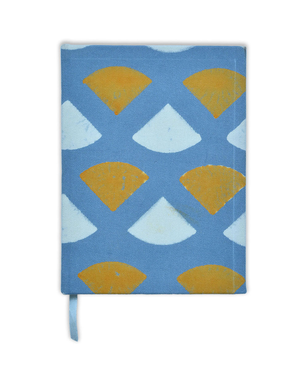 Yellow grey cotton block print handcrafted diary