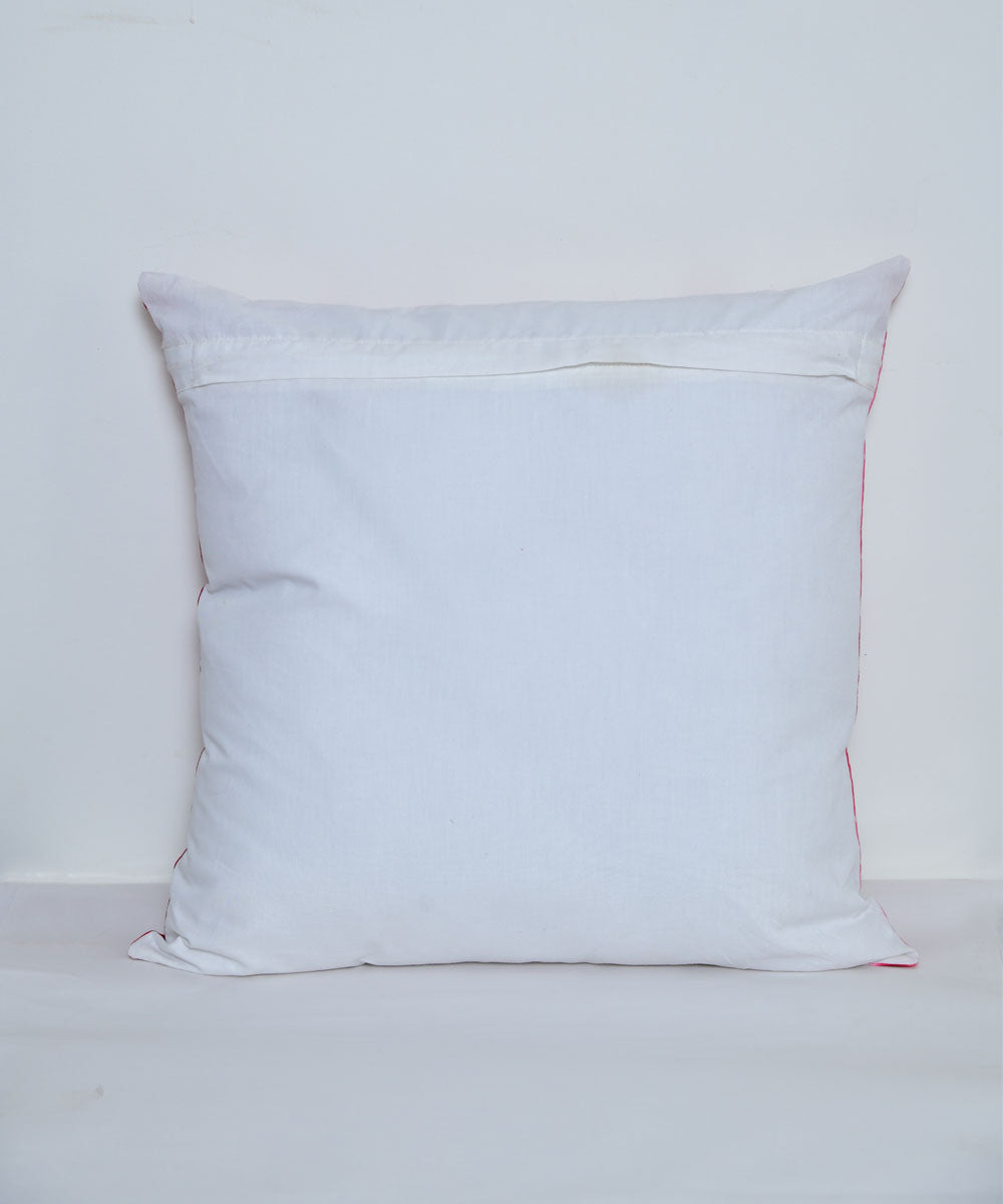 White red handprinted shibori cotton cushion cover