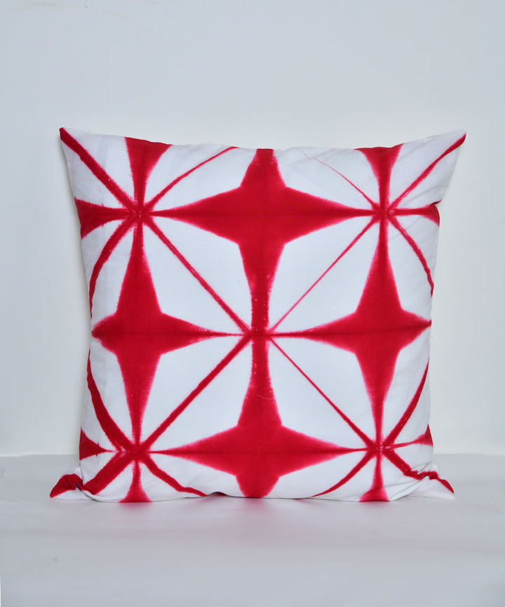 White red shibori hand printed cotton cushion cover