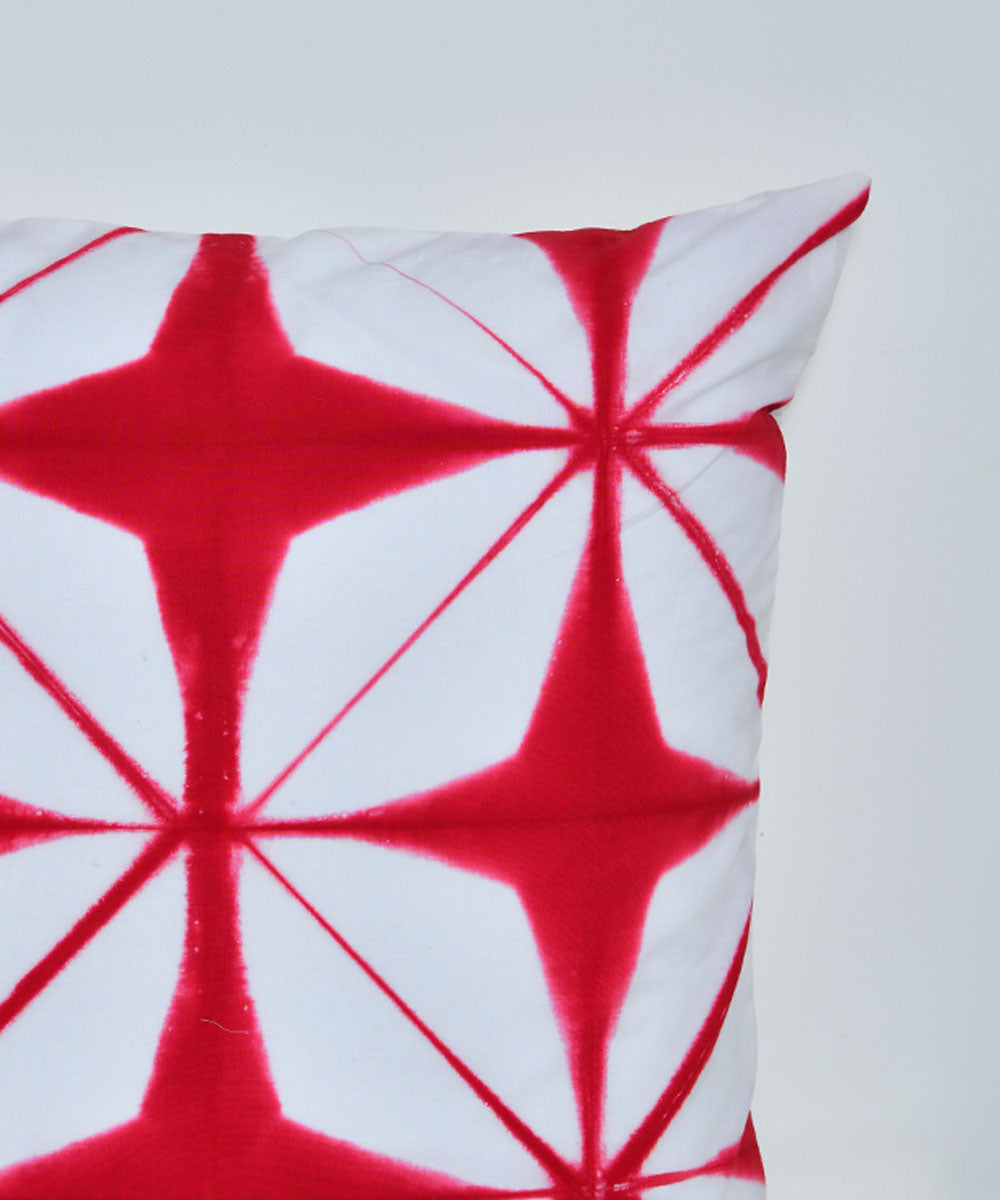 White red shibori hand printed cotton cushion cover