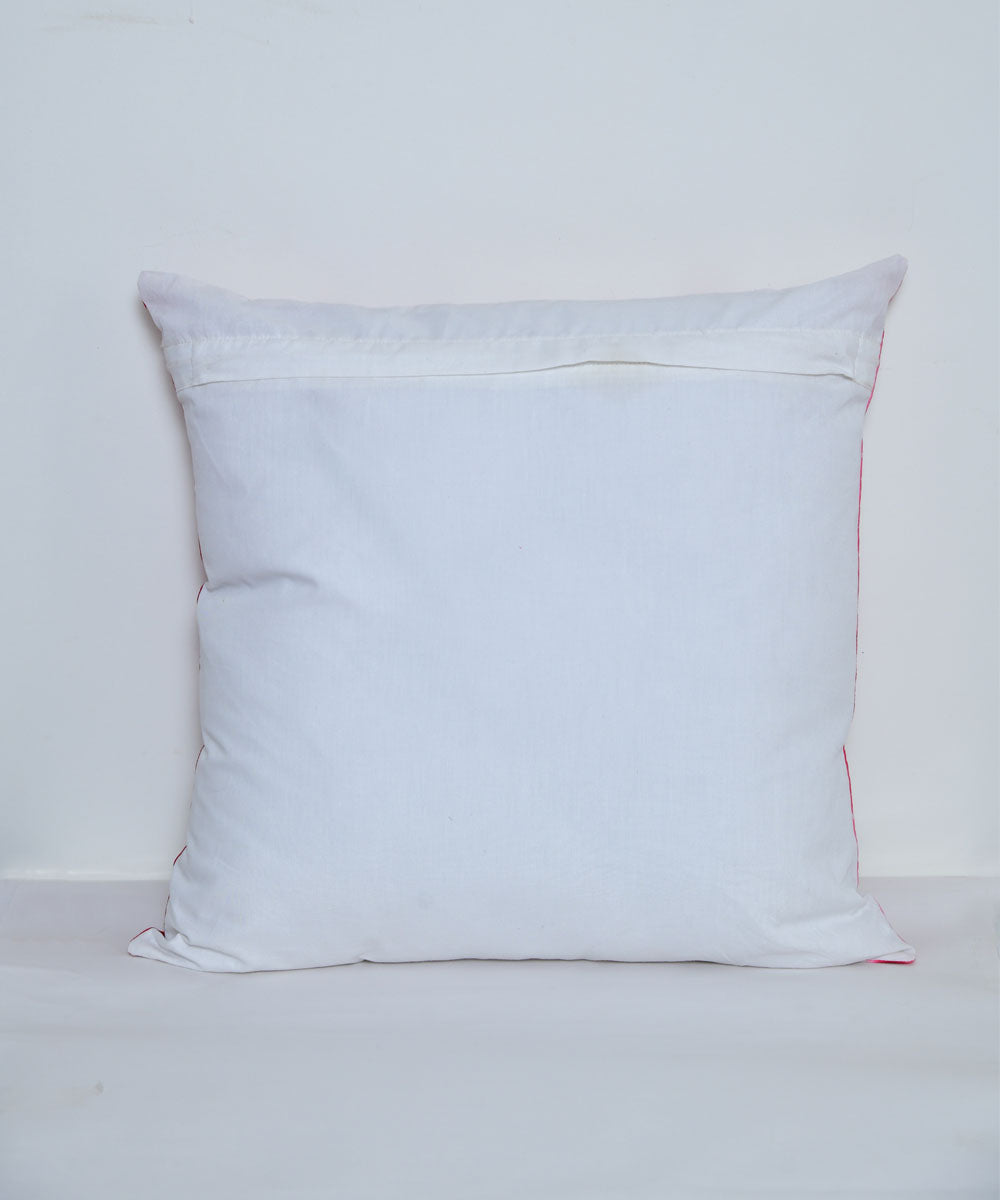 Green white handprinted cotton shibori cushion cover