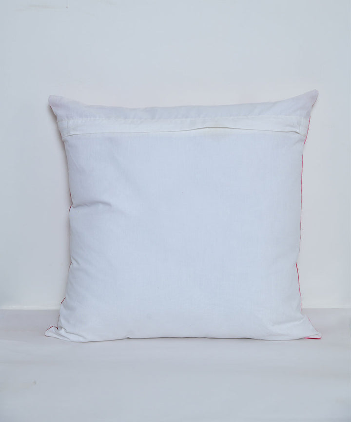 Pink white hand printed cotton shibori cushion cover