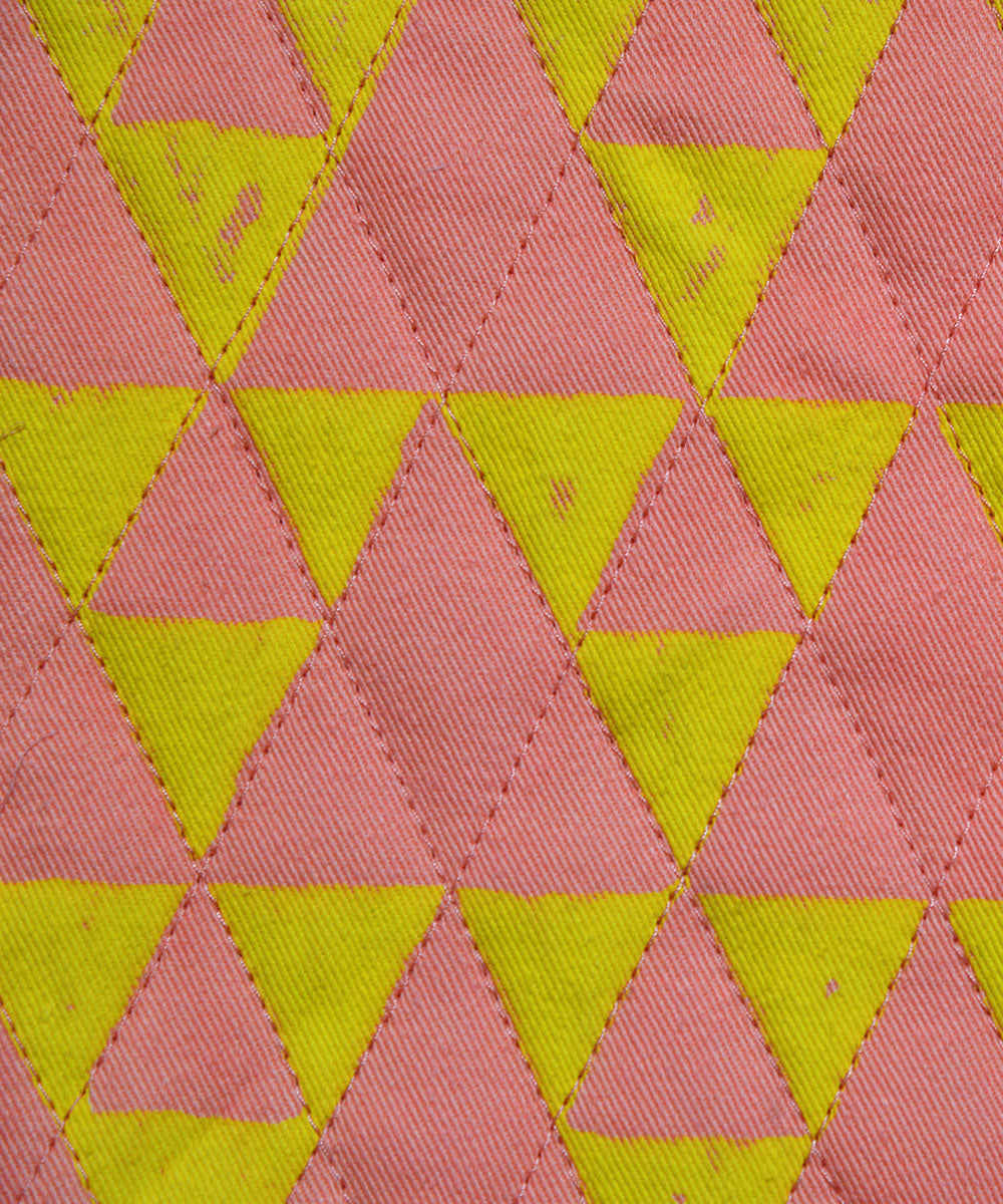 Peach Yellow Cotton quilted pot holder (set of 2)