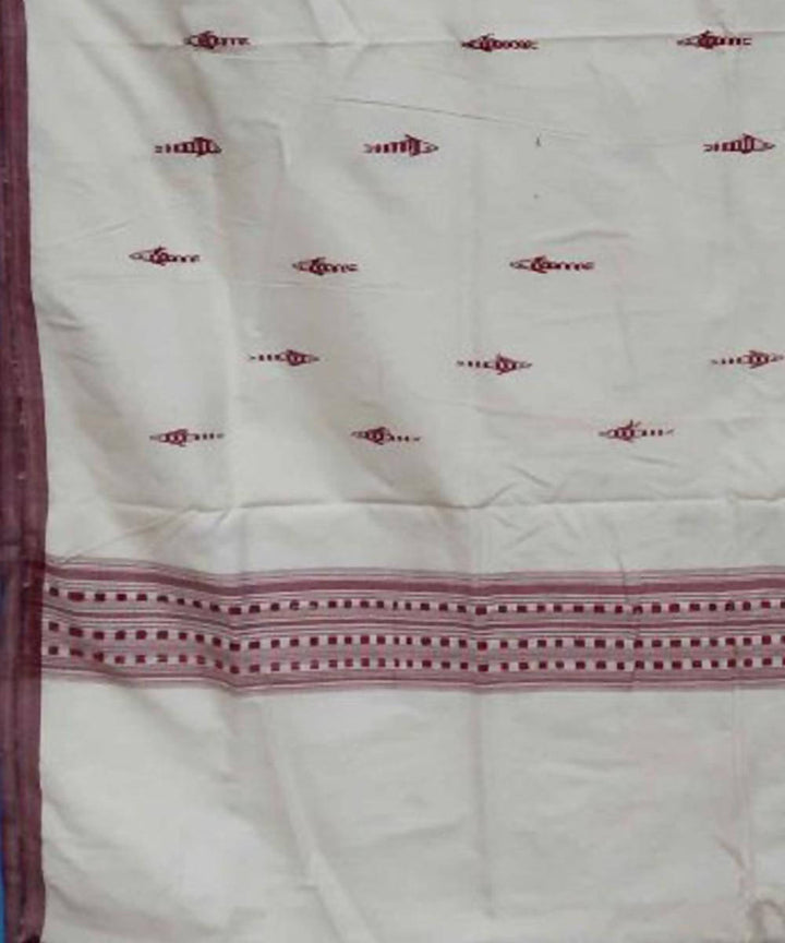 White Natural Dye Handwoven Kotpad Cotton Saree