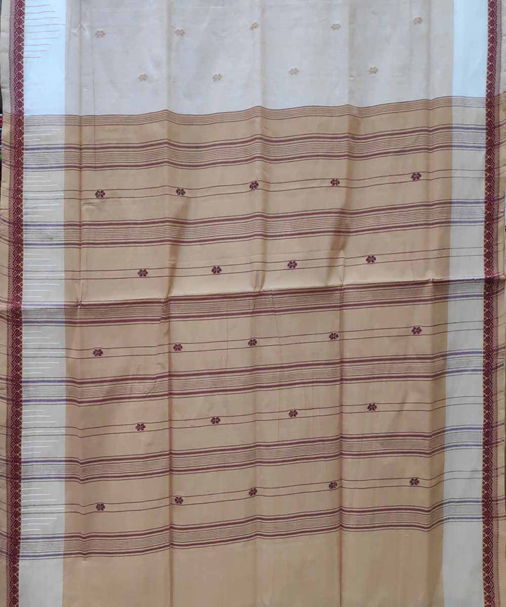 Cream powder brown handloom cotton venkatagiri saree