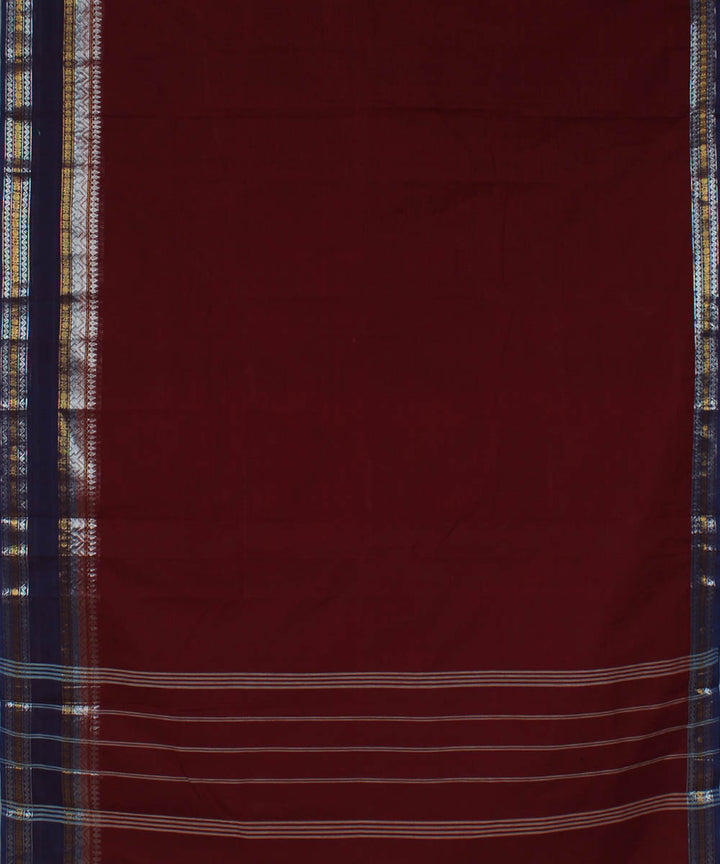 Maroon violet chettinadu cotton handwoven kanchi saree