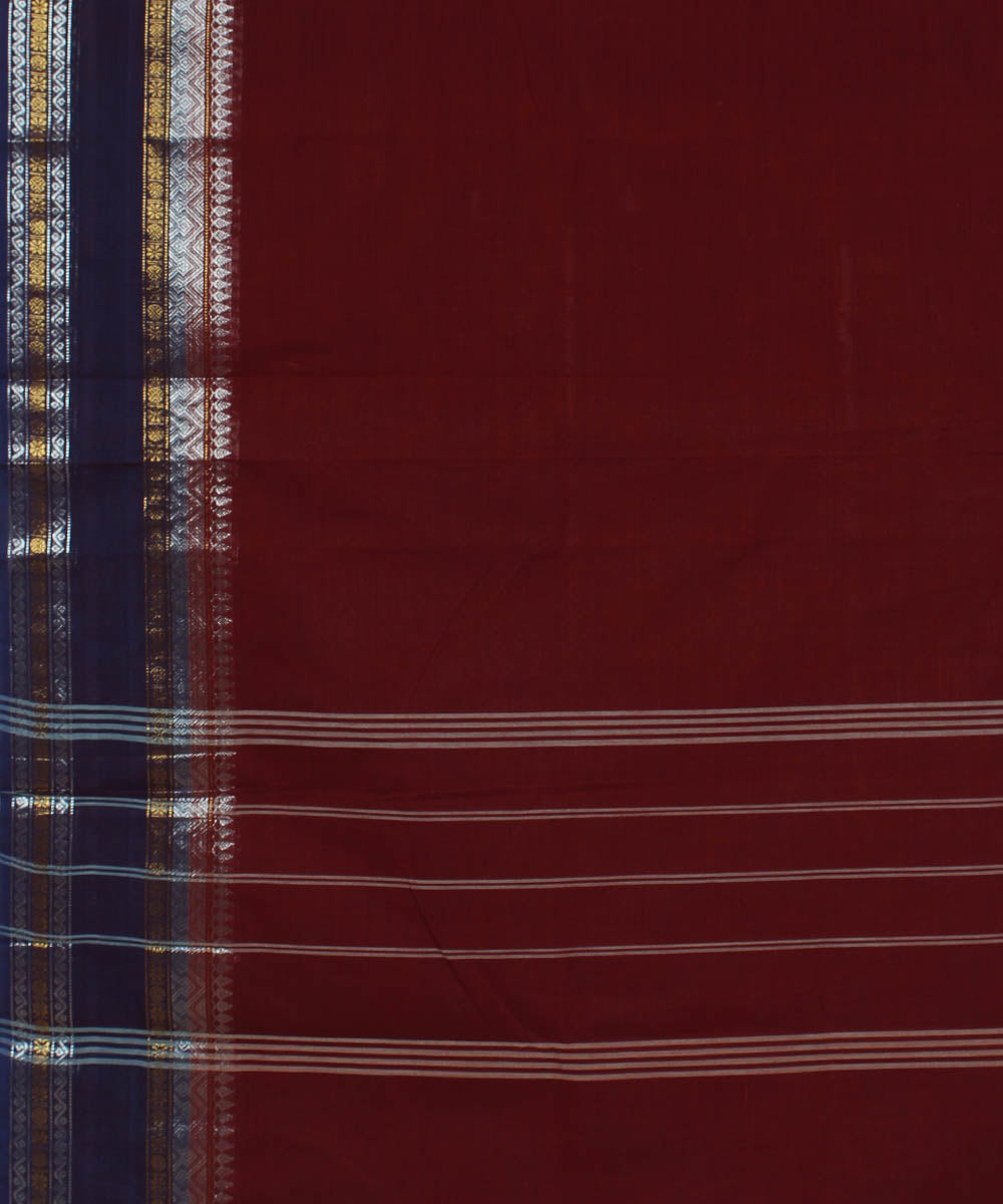 Maroon violet chettinadu cotton handwoven kanchi saree