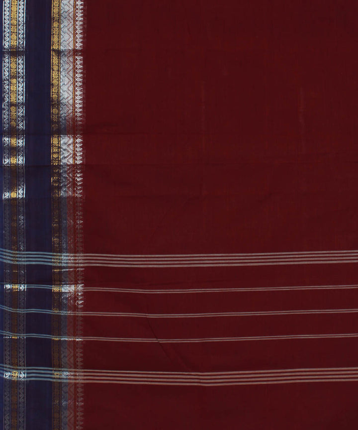 Maroon violet chettinadu cotton handwoven kanchi saree