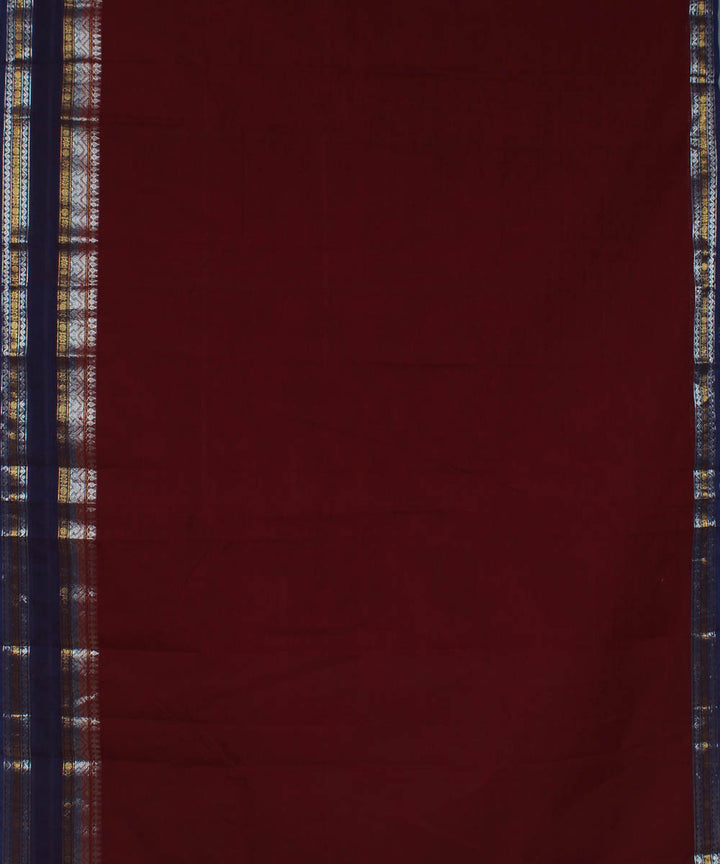 Maroon violet chettinadu cotton handwoven kanchi saree