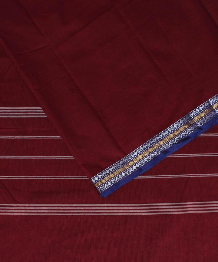 Maroon violet chettinadu cotton handwoven kanchi saree