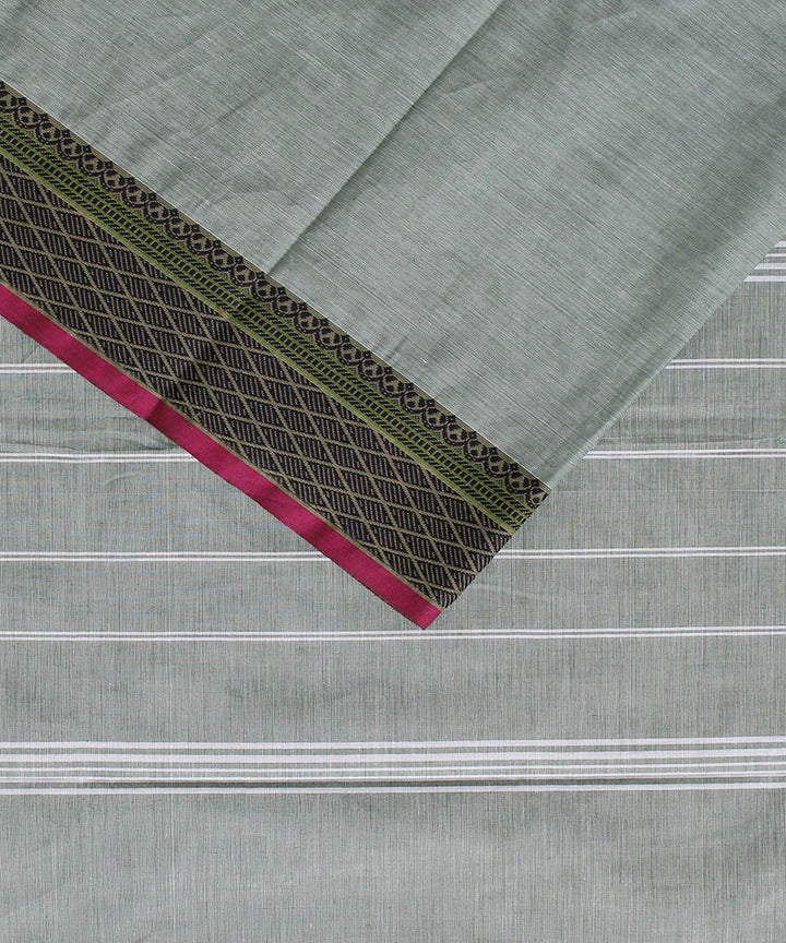 Grey green handwoven chettinadu saree