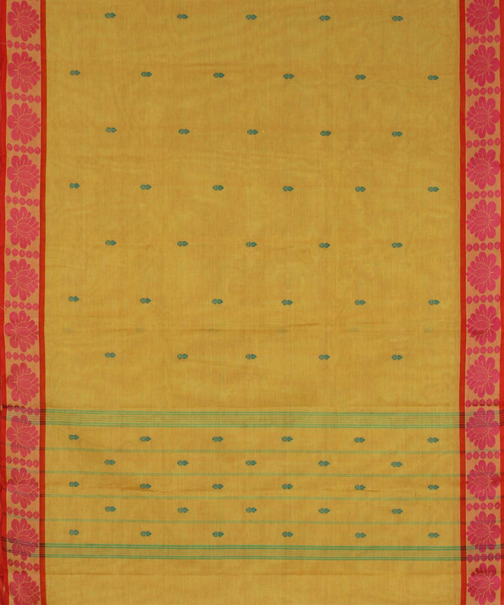 Light mustard red handwoven chettinadu saree