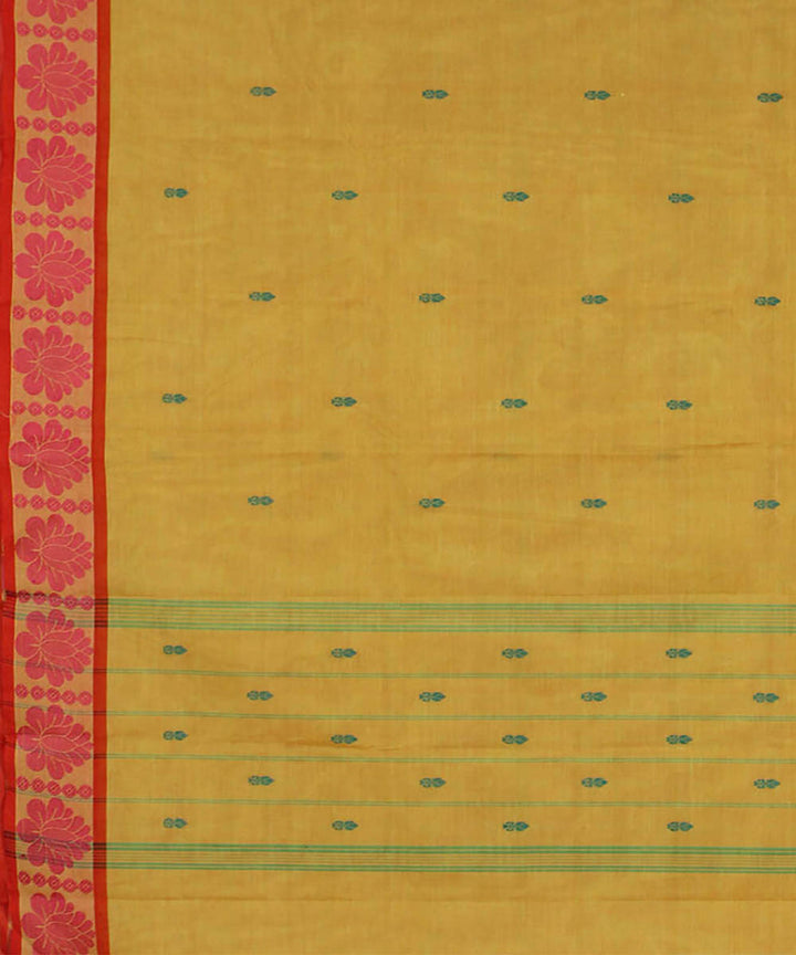 Light mustard red handwoven chettinadu saree