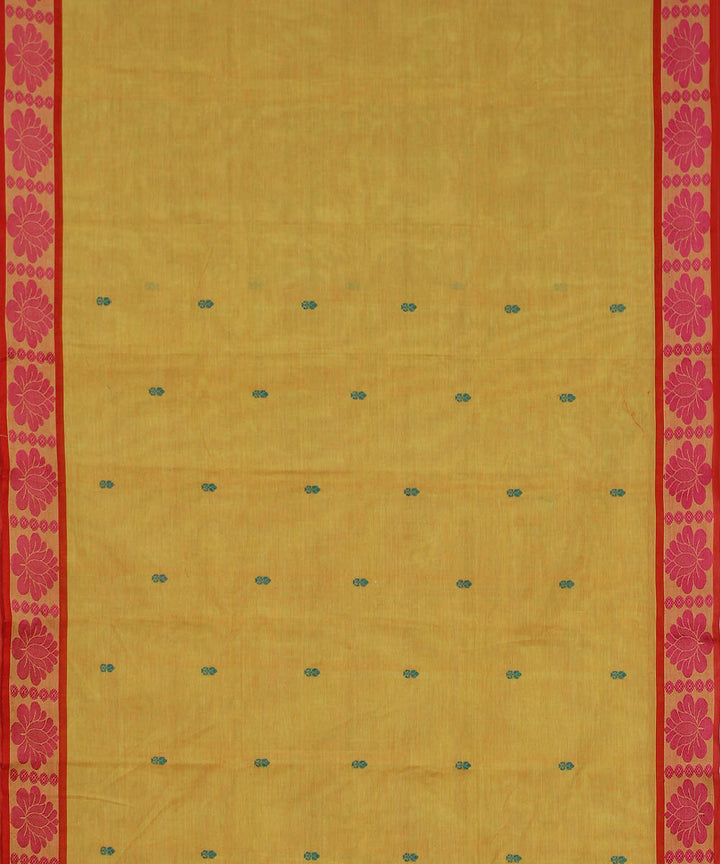 Light mustard red handwoven chettinadu saree