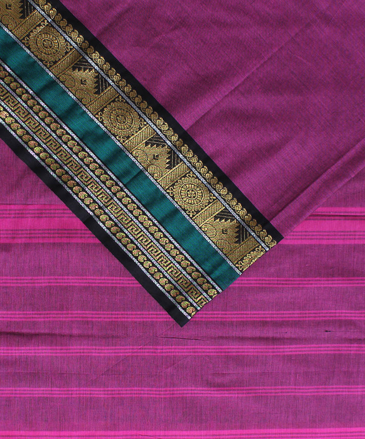 Magenta blue handwoven chettinadu saree