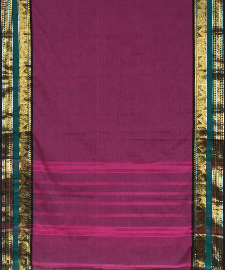 Magenta blue handwoven chettinadu saree