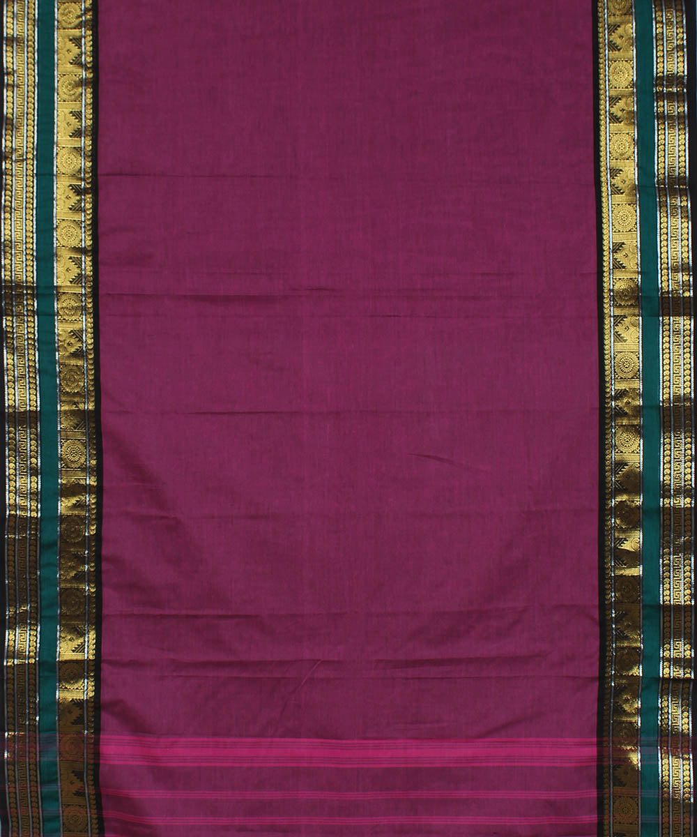 Magenta blue handwoven chettinadu saree