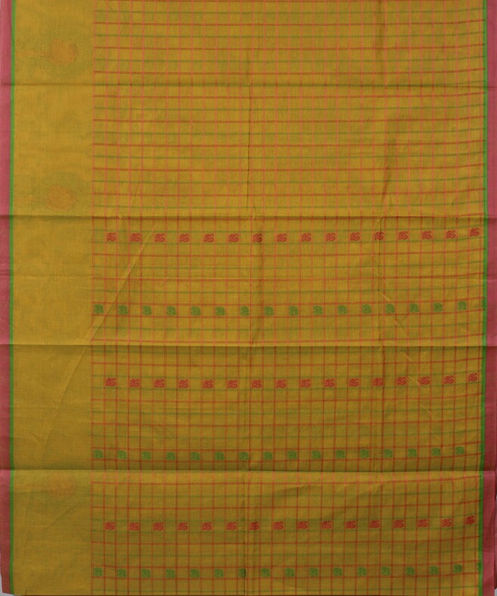 Lime green yaali vana singaram cotton handwoven chettinadu saree