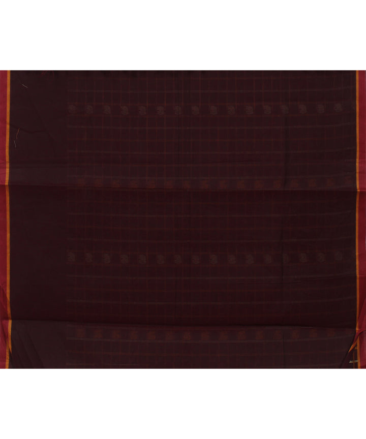 Maroon yaali vana singaram cotton handwoven chettinadu saree