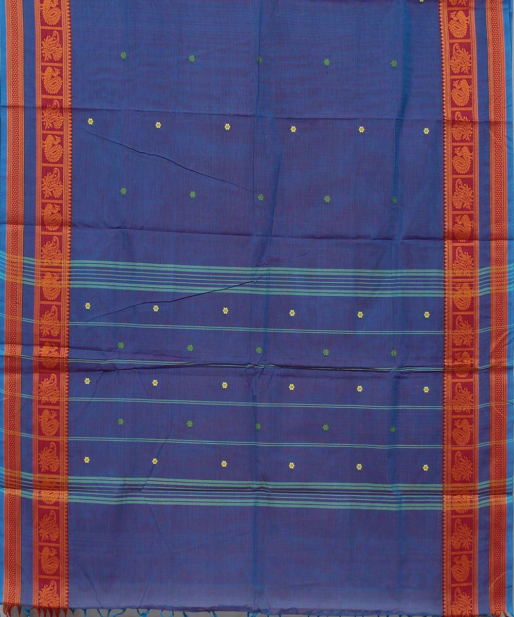 Lavender annam chakram peacock motif cotton handwoven chettinadu saree