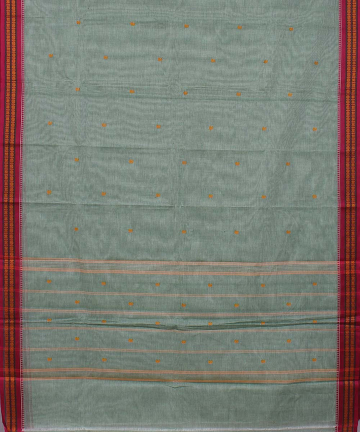 Pale green and pink rudrakshi cotton handwoven chettinadu saree
