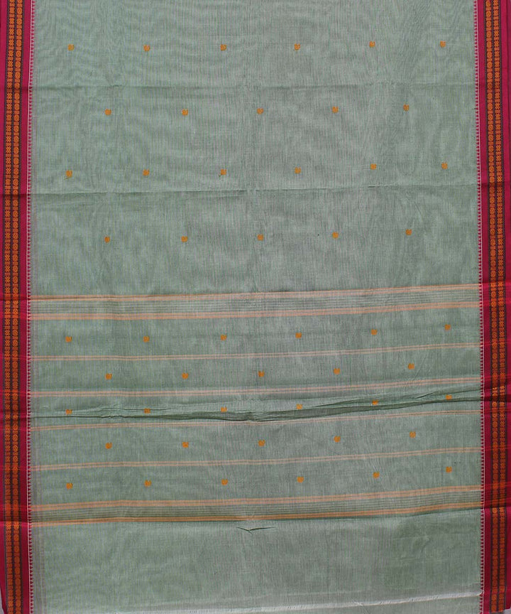 Pale green and pink rudrakshi cotton handwoven chettinadu saree