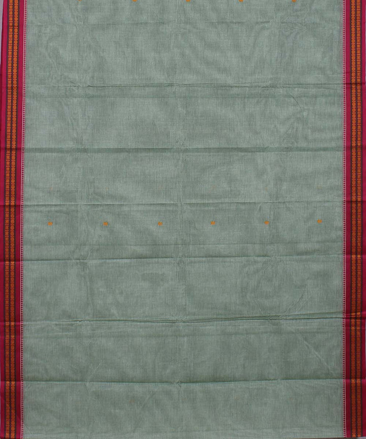 Pale green and pink rudrakshi cotton handwoven chettinadu saree