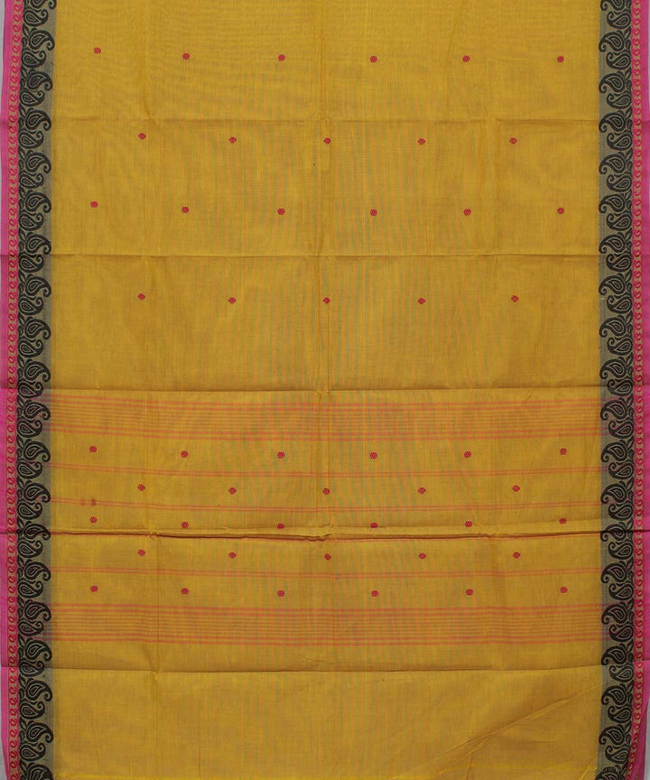 Mustard yellow kodi visiri floral cotton handwoven chettinadu saree