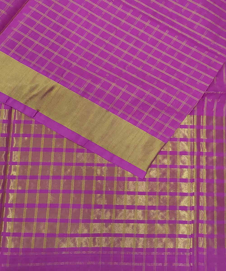 Pink zari checks Handwoven Cotton Venkatagiri Saree