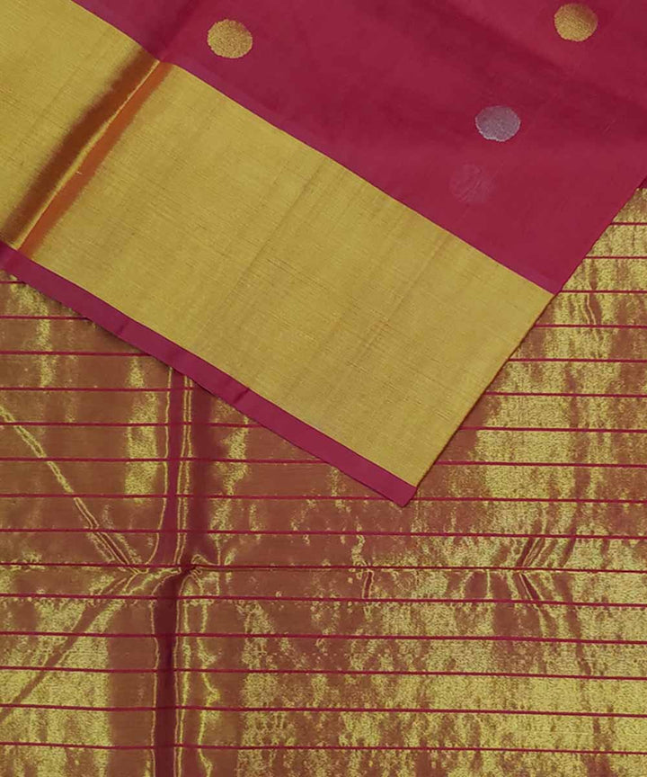 Red handwoven cotton silk venkatagiri saree