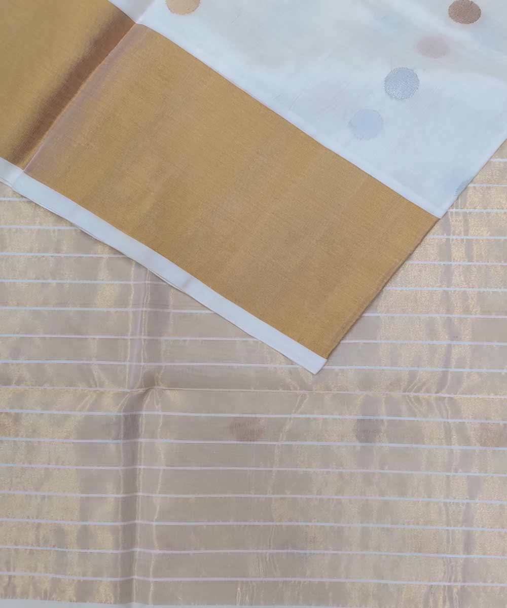 White butta handwoven cotton silk venkatagiri saree
