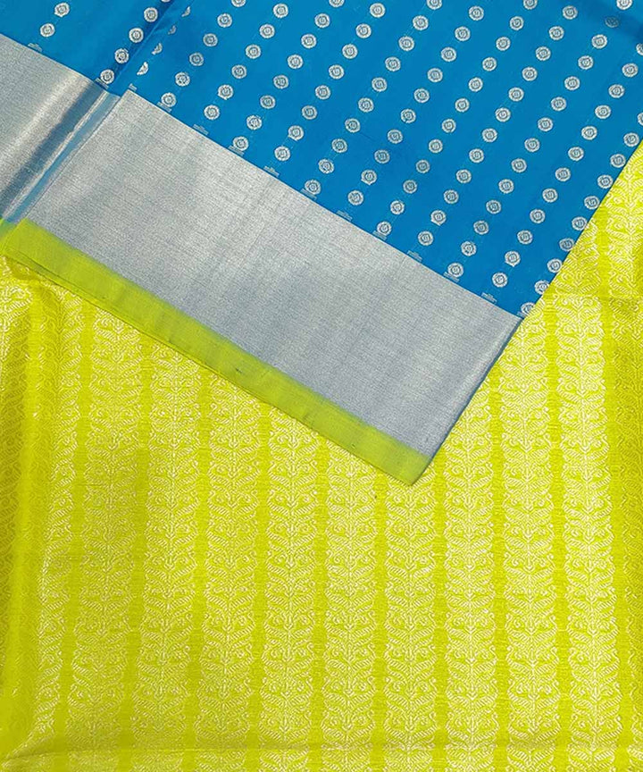 Blue Yellow Butta Work Handwoven Silk Venkatagiri Saree