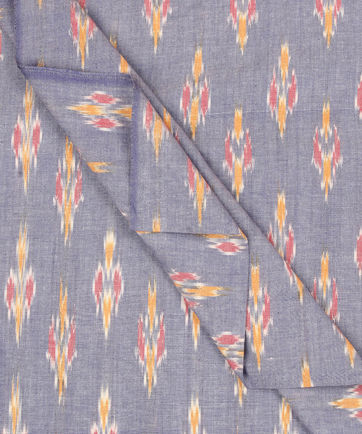 Blue grey handwoven single ikat cotton pochampally fabric