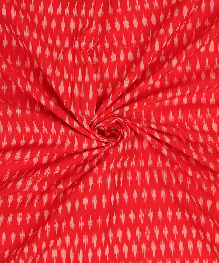 Red handwoven single ikat cotton pochampally fabric