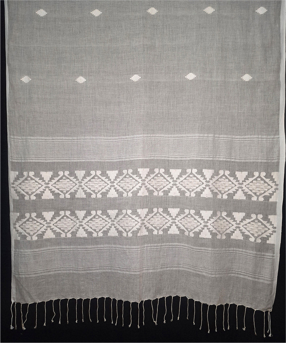 Offwhite handwoven cotton jamdani stole