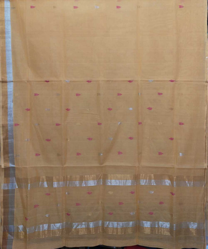 Cream hand loom cotton venkatagiri saree