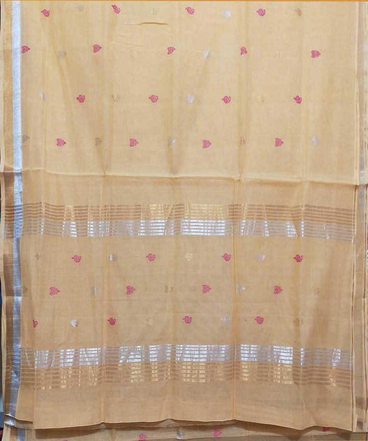 Cream hand loom cotton venkatagiri saree