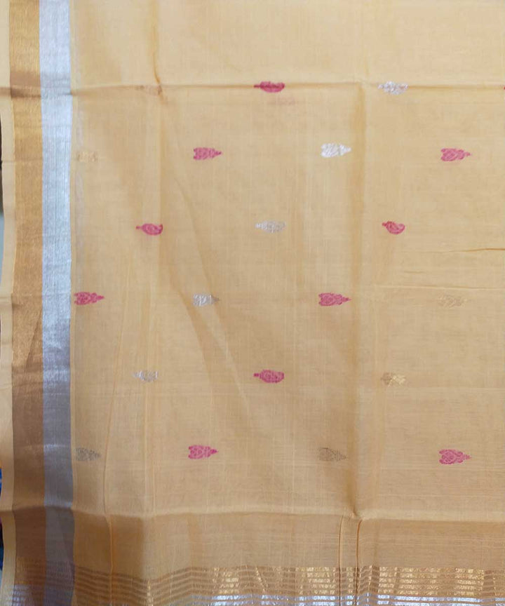 Cream hand loom cotton venkatagiri saree