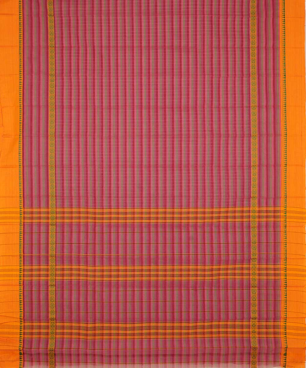 Light red handwoven cotton narayanapet sari