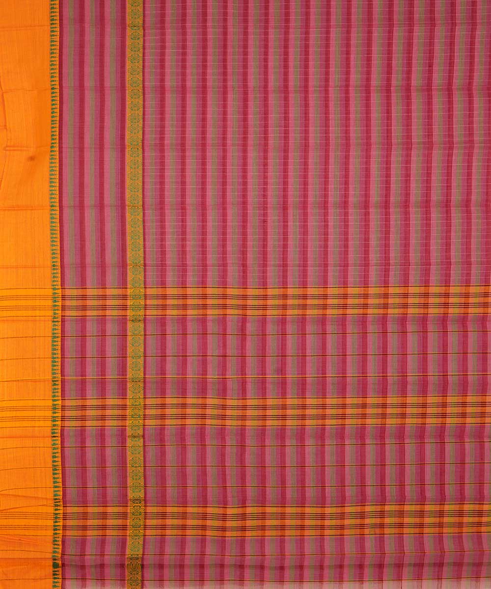 Light red handwoven cotton narayanapet sari