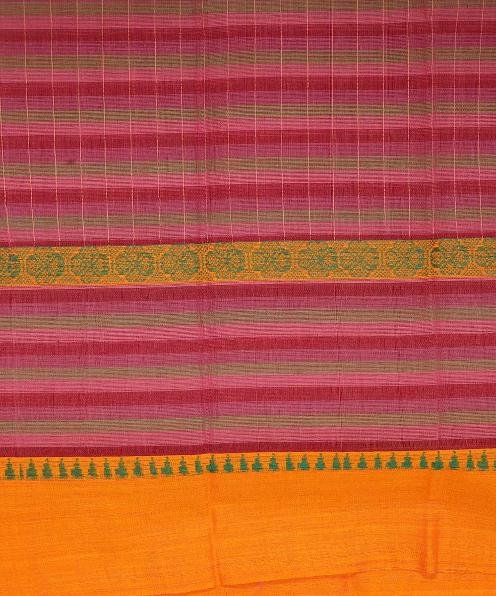 Light red handwoven cotton narayanapet sari