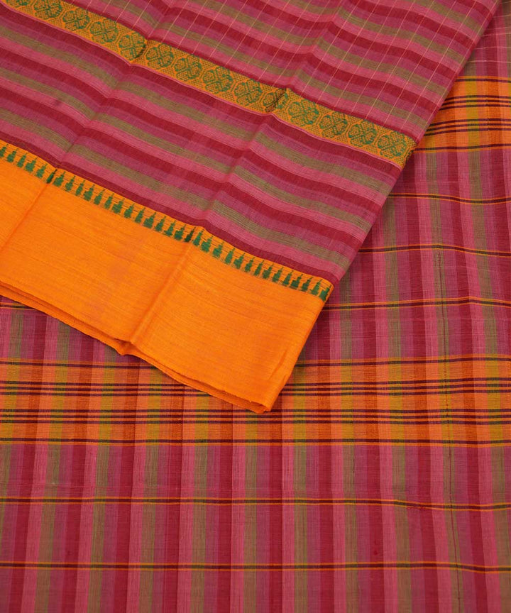 Light red handwoven cotton narayanapet sari
