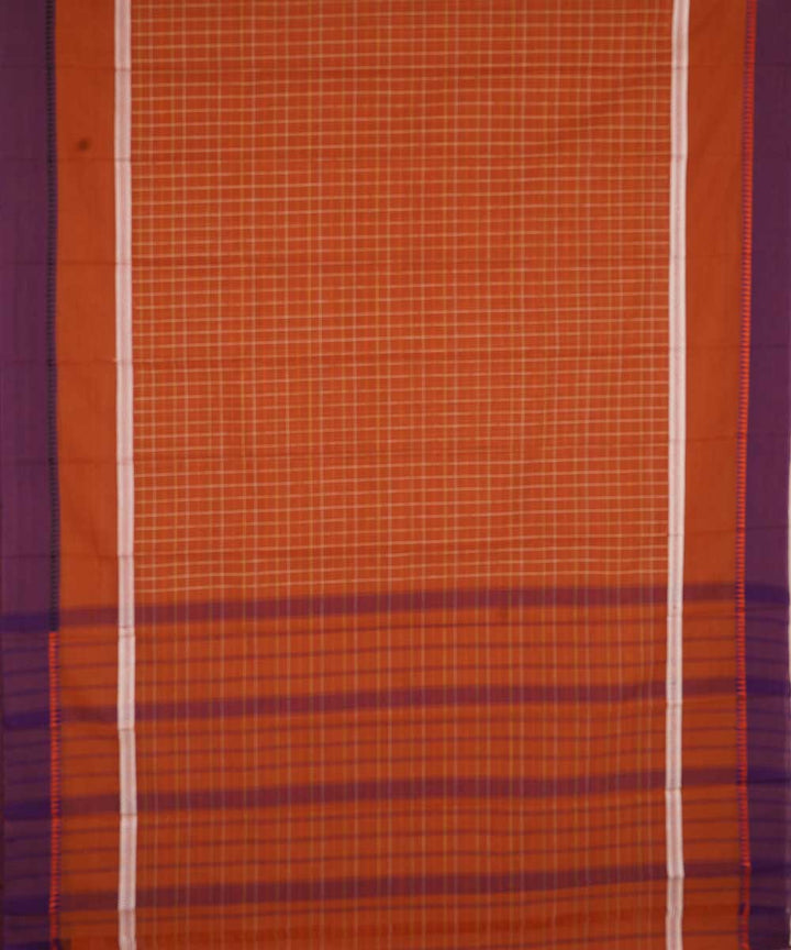 Dark orange handwoven cotton narayanapet sari