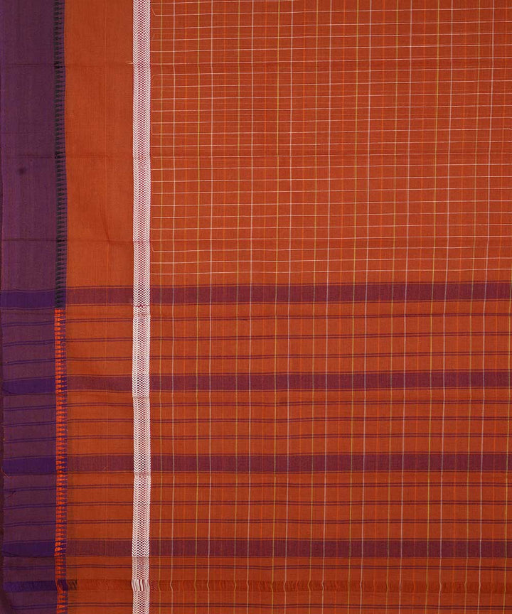Dark orange handwoven cotton narayanapet sari